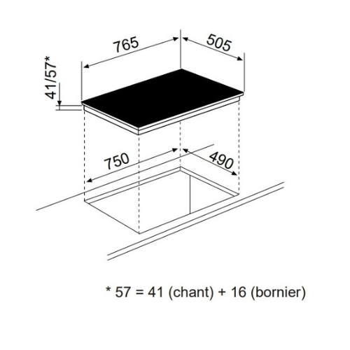 Table vitrocéramique grande largeur 4 foyers 77 cm GLEM GTH750TC - vue 2