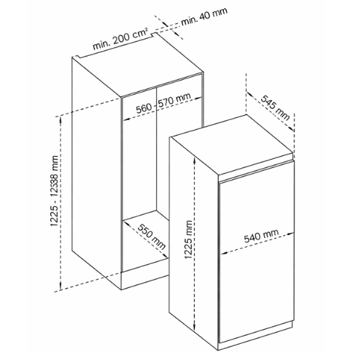RÉFRIGÉRATEUR INTÉGRABLE AIRLUX ARI180 - vue 2