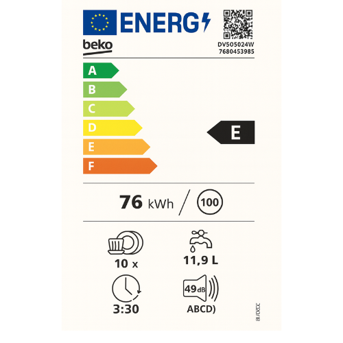 Lave-vaisselle pose libre Beko DVS05024WEM - vue 3
