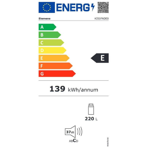 iQ700, Réfrigérateur intégrable, 140 x 56 cm, Charnières pantographes softClose SIEMENS KI51FADE0 - vue 11