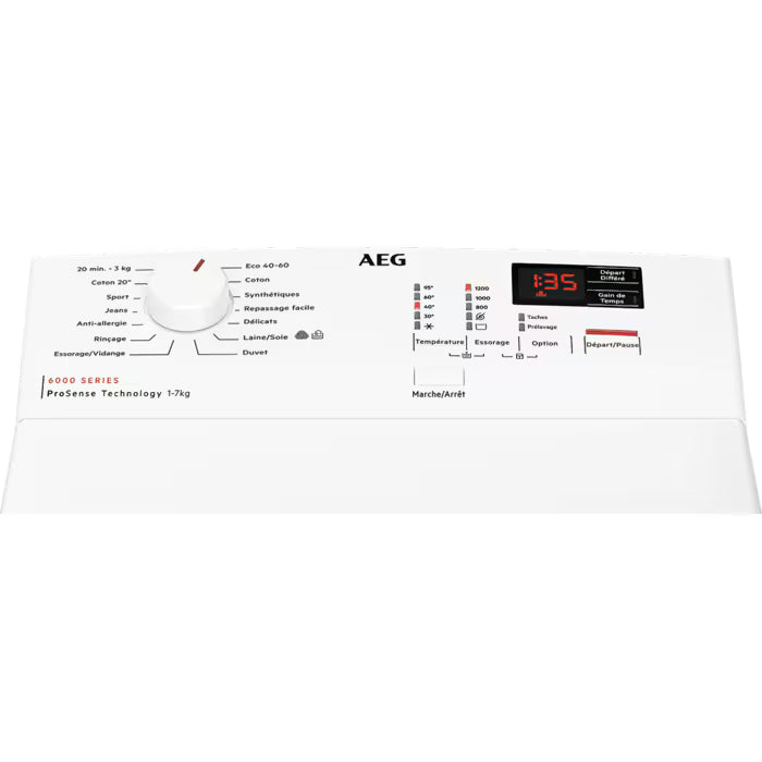 Lave-linge Top Série 6000 Prosense® 7.0 kg AEG LTA6K7230B
