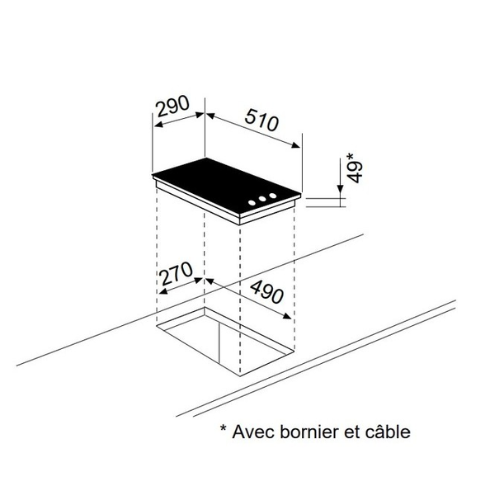 Domino vitrocéramique noire 30 cm Airlux ATH32MC - vue 2