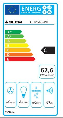 GLEM GHP645WH 60cm Pyramidenförmige Wandhaube zur dekorativen Montage