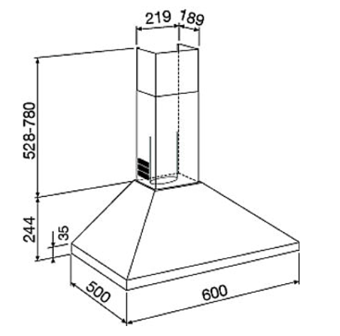 Pyramid Wall Hood 60 CM GLEM GHP645BK