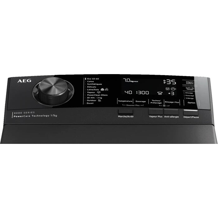 Lave-linge Top Série 8000 7.0 kg Noir AEG LTR8C7313DS