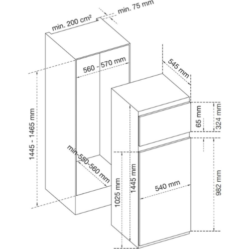 RÉFRIGÉRATEUR DOUBLE PORTE INTEGRABLE AIRLUX ARI200DA - vue 3