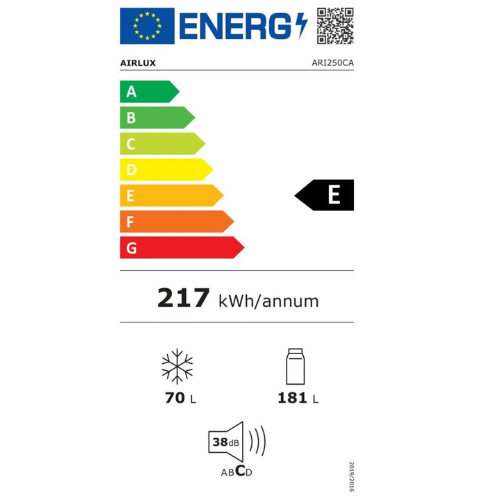 RÉFRIGÉRATEUR COMBINE INTEGRABLE AIRLUX ARI250CA - vue 3