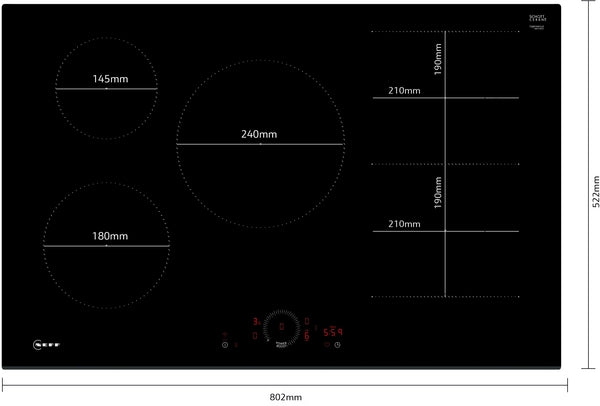 N 70, Table à induction, 80 cm, sans cadre NEFF T58FHW1L0 - vue 3