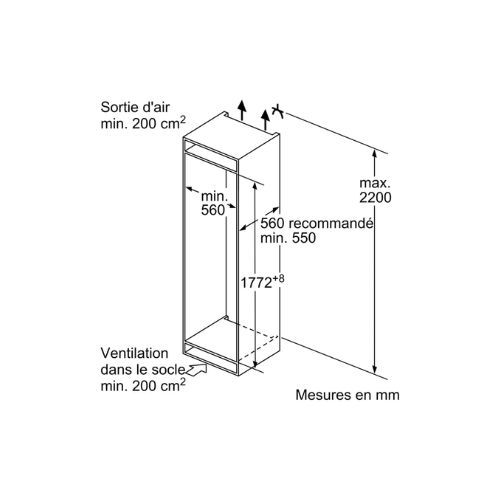 iQ300, Réfrigérateur combiné intégrable, 177.2 x 54.1 cm SIEMENS KI87VVFE1 - vue 12
