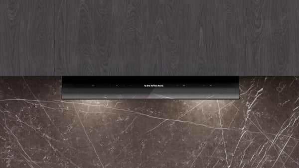 iQ500, Hotte design intégré, 60 cm, Noir avec finition en verre, Noir mat SIEMENS LJ67BDP60
