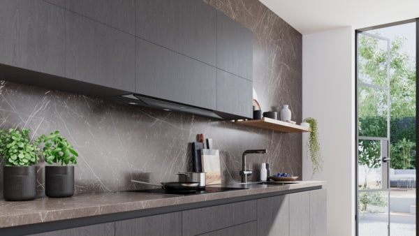 iQ500, Hotte design intégré, 90 cm, Noir avec finition en verre, Noir mat SIEMENS LJ97BDP60