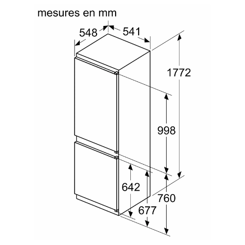 Série 4, Réfrigérateur combiné intégrable, 177.2 x 54.1 cm BOSCH KIV86VSE0 - vue 7