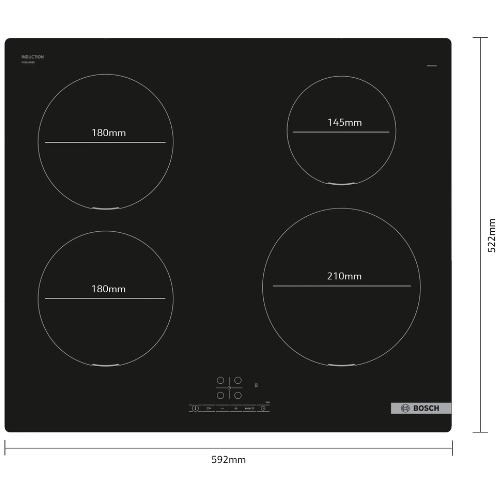 Série 4, Table à induction, 60 cm, Noir, sans cadre BOSCH PUE611BB5E - vue 4