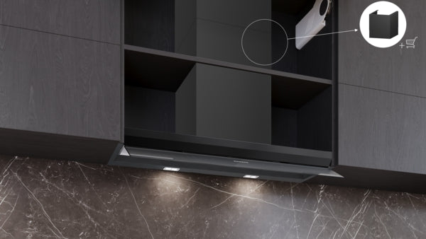 iQ500, Hotte design intégré, 90 cm, Noir avec finition en verre, Noir mat SIEMENS LJ97BDP60