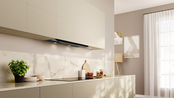 N 70, Hotte design intégré, 90 cm, Noir avec finition en verre, Noir mat NEFF D97XDP2S0