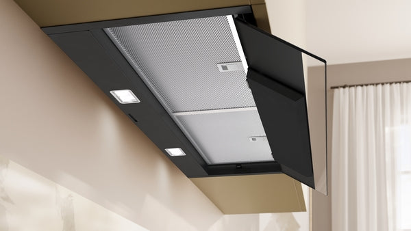 N 70, Hotte design intégré, 90 cm, Noir avec finition en verre, Noir mat NEFF D97XDP2S0