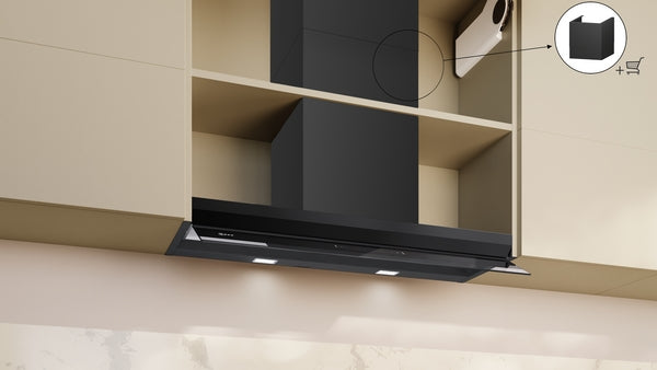 N 70, Hotte design intégré, 90 cm, Noir avec finition en verre, Noir mat NEFF D97XDP2S0