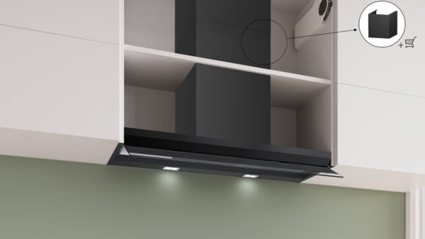 Série 6, Hotte design intégré, 90 cm, Noir avec finition en verre, Noir mat BOSCH DBB97DP60