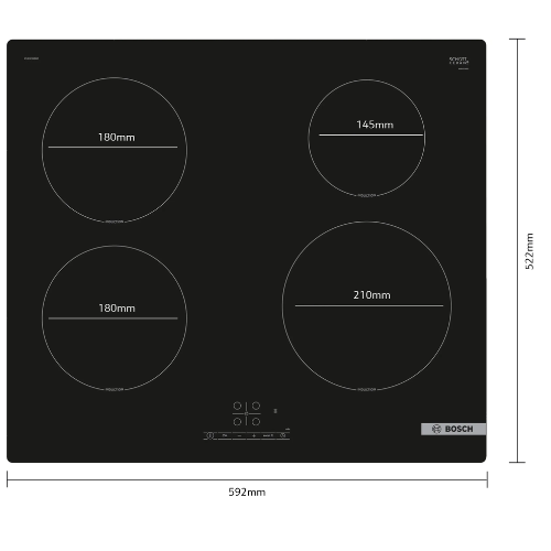 Série 4, Table à induction, 60 cm, Noir, sans cadre BOSCH PUE61RBB5E - vue 4