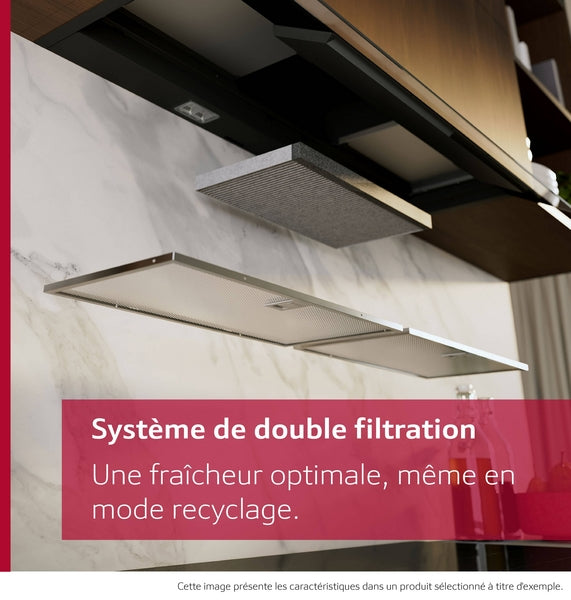 N 70, Hotte design intégré, 90 cm, Noir avec finition en verre, Noir mat NEFF D97XDP2S0