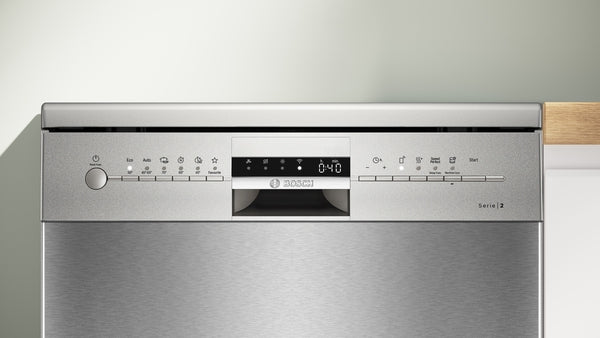 Série 2, Lave-vaisselle pose-libre, 60 cm, Acier brossé anti-traces BOSCH SMS2ITI65E
