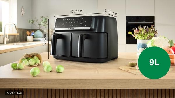Série 4, Air fryer double bac, Noir BOSCH MAFD440B7