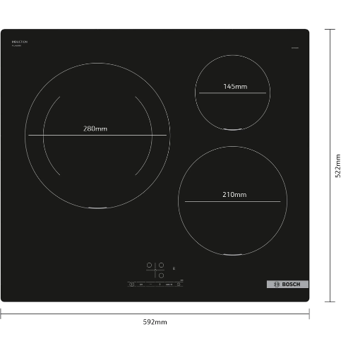 Série 4, Table à induction, 60 cm, Noir, sans cadre BOSCH PUJ611BB5E - vue 4
