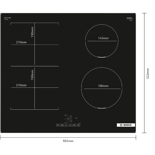 Série 4, Table à induction, 60 cm, Noir, sans cadre BOSCH PVS611BB6E - vue 4