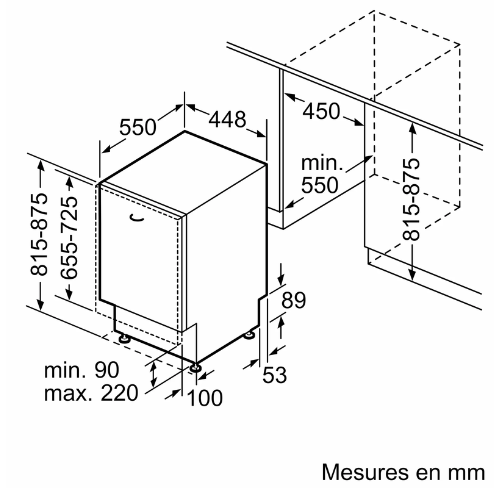 Series 2, Fully integrated dishwasher, 45 cm BOSCH SPV2HKX42E