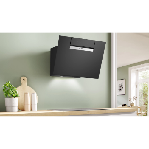 Série 4, Hotte murale, 60 cm, Noir avec finition en verre BOSCH DWK67FN60 - vue 2