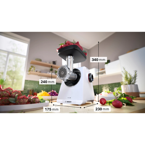 Série 6, Hachoir à viande, MultiPower, 2100 W, Blanc, blanc BOSCH MFWS607W - vue 2