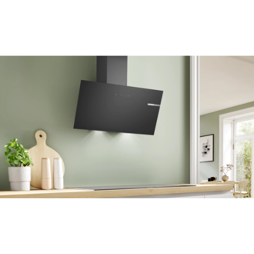 Série 2, Hotte murale, 80 cm, Noir avec finition en verre BOSCH DWK85DK60 - vue 2