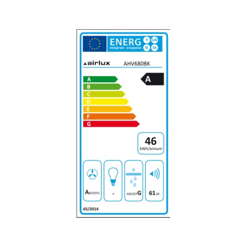 Hotte Plan De Travail Télescopique en Verre noir/Inox Airlux AHV680BK - vue 2