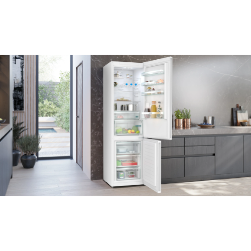 iQ300, Réfrigérateur combiné pose-libre, 203 x 60 cm, Blanc SIEMENS KG39NXWDF - vue 2