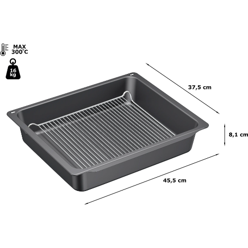 Lèchefrite professionnelle avec grille pour four, 81 x 455 x 375 mm, BOSCH HEZ633070 - vue 2
