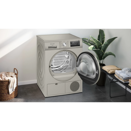 iQ300, Sèche-linge pompe à chaleur, 8 kg, Silver inox SIEMENS WT45HVX1FR - vue 2