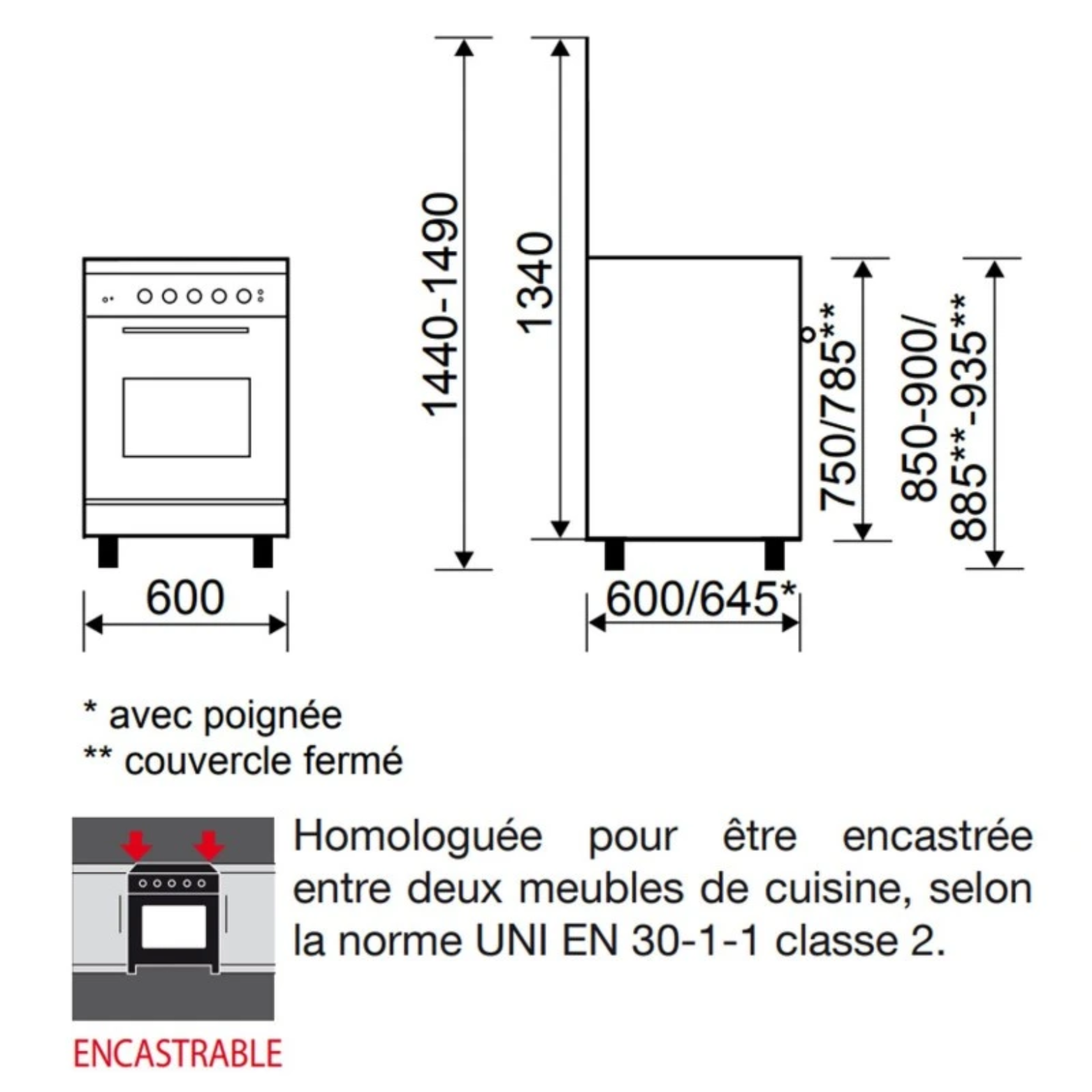 Cuisinière Alpha 60 x 60 CM GLEM GA660MIX - vue 2