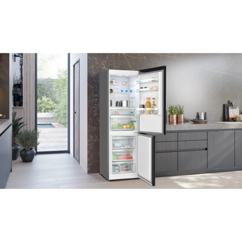 iQ300, Réfrigérateur combiné pose-libre, 186 x 60 cm, Acier inox noir KG36NXXDF SIEMENS - vue 2