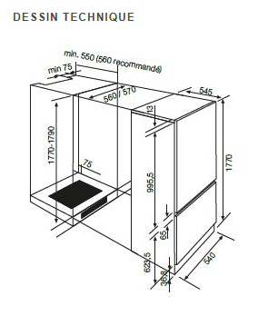RÉFRIGÉRATEUR COMBINE INTEGRABLE AIRLUX ARI250CA