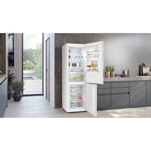 iQ300, Réfrigérateur combiné pose-libre, 186 x 60 cm, Blanc KG36NXWDF SIEMENS - vue 2