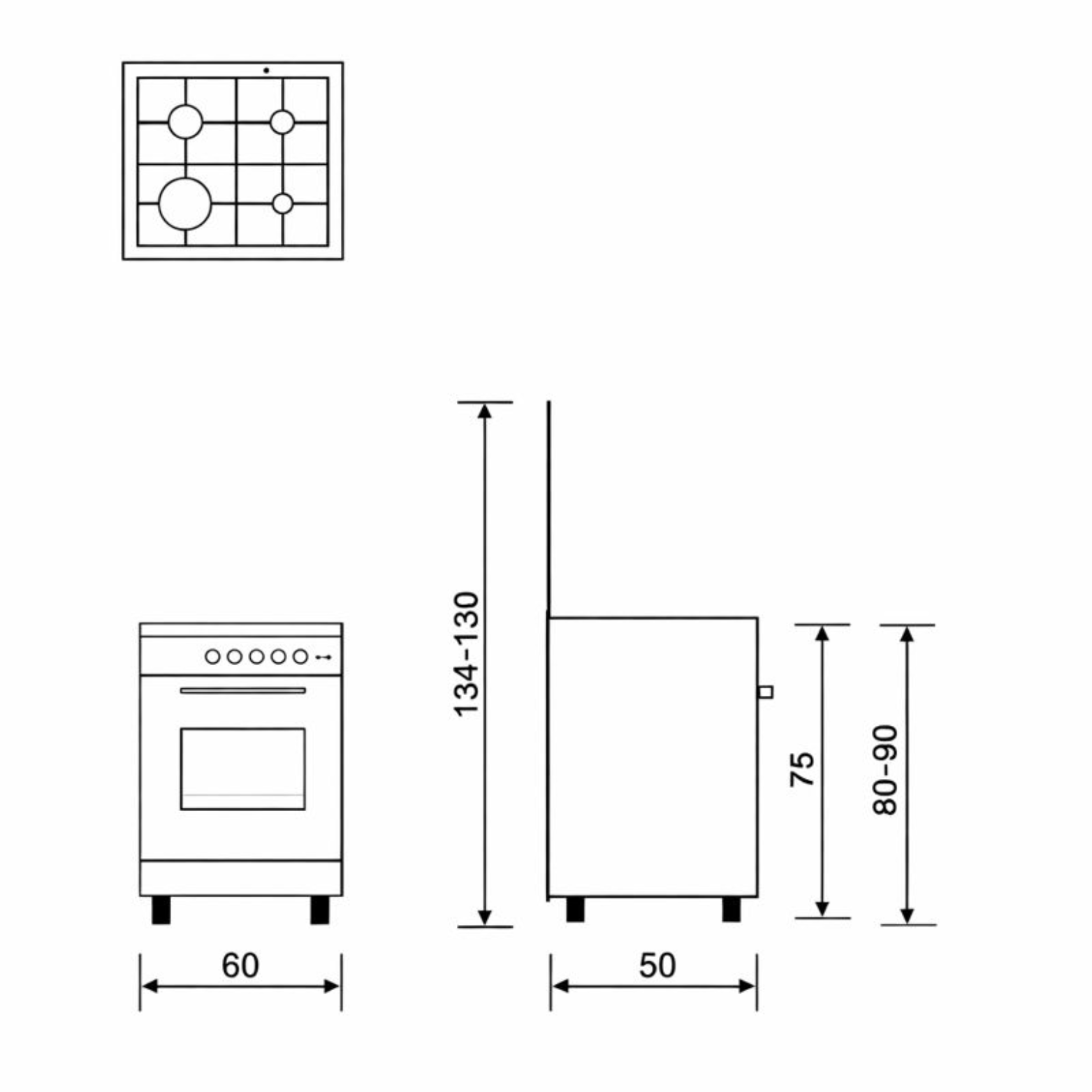 Cuisinière Alpha 60 x 50 CM GLEM GA650CMIX - vue 2