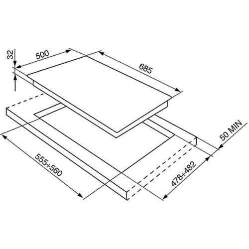 Table de cuisson 5 Feux 70 cm Gaz Crème SMEG SRV876POGH - vue 3