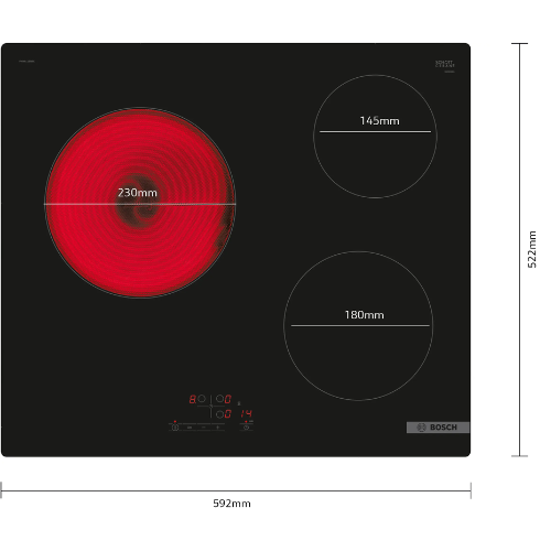 Série 4, Table électrique, 60 cm, Noir, sans cadre BOSCH PKM611BB8E - vue 5