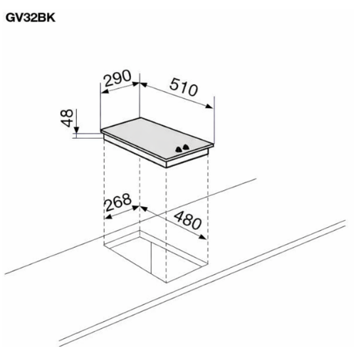Domino verre gaz 30 cm Glem GV32BK - vue 3