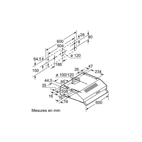 Hotte Classique Série 4 Blanc 60 cm BOSCH DUL63CC20 - vue 8