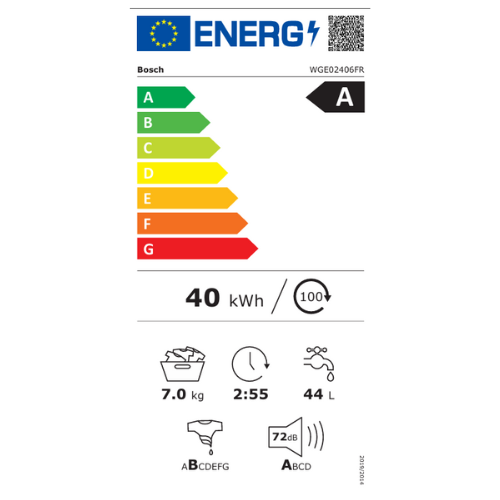 Série 2, Lave-linge front, 7 kg, 1400 trs/min BOSCH WGE02406FR - vue 10