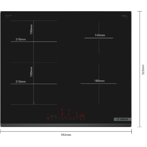 Série 6, Table à induction, 60 cm, Noir, sans cadre BOSCH PVS63KHC1E - vue 4