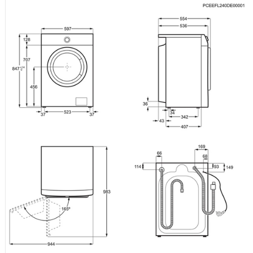 Lave-linge séchant 8/4 kg kg Electrolux EWW8416DBEM - vue 3