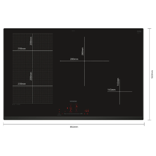 iQ700, Table à induction, 80 cm, Noir, sans cadre SIEMENS EX851HEC1F - vue 4