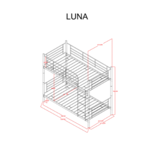 LIT SUPERPOSE SEPARABLE EN METAL LUNA GRIS 90x190 + 90x190cm EURODESIGN LUNA 1+1 G - vue 3